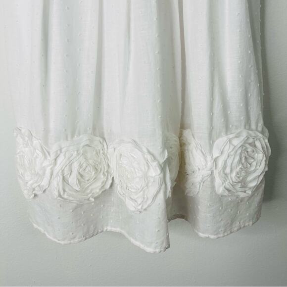 NEW BCX white trendy rosette Swiss dot cottagecore pleated dress small - Picture 4 of 9